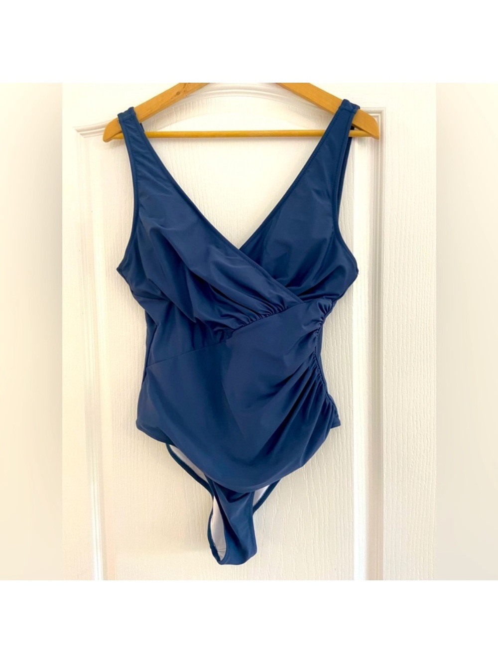 Cupshe Deep Blue Wrap-Front One-Piece Swimsuit